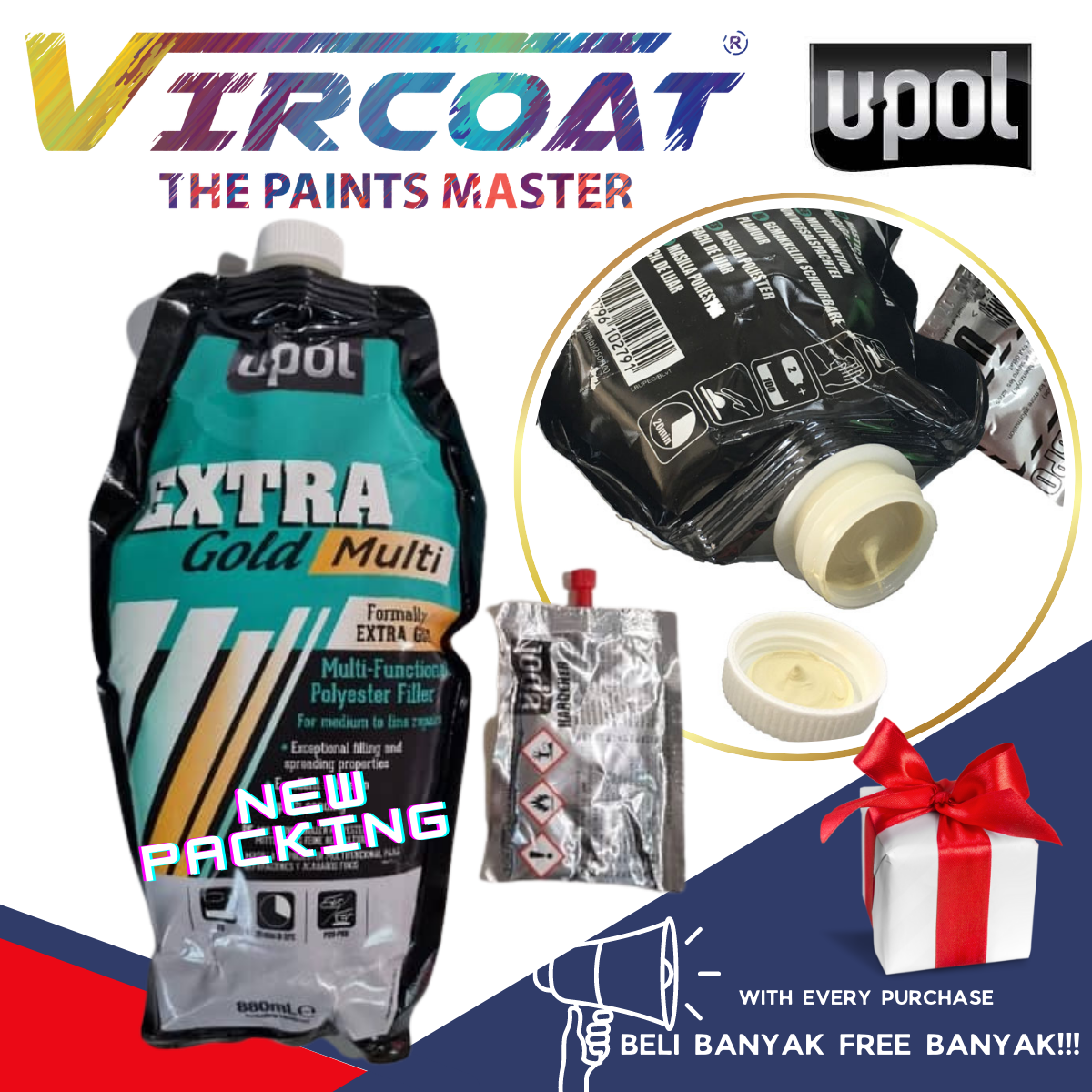 UPOL EXTRA GOLD, POLYESTER FILLER, BODY REPAIR, BODY FILLER, AUTO